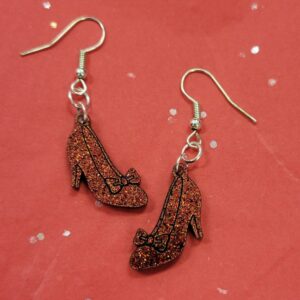 Acrylic Ruby Slipper Earrings- Silver Hooks