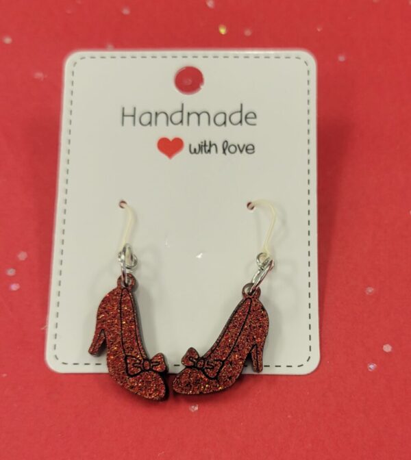 Acrylic Ruby Slipper Earrings- PLASTIC HOOKS
